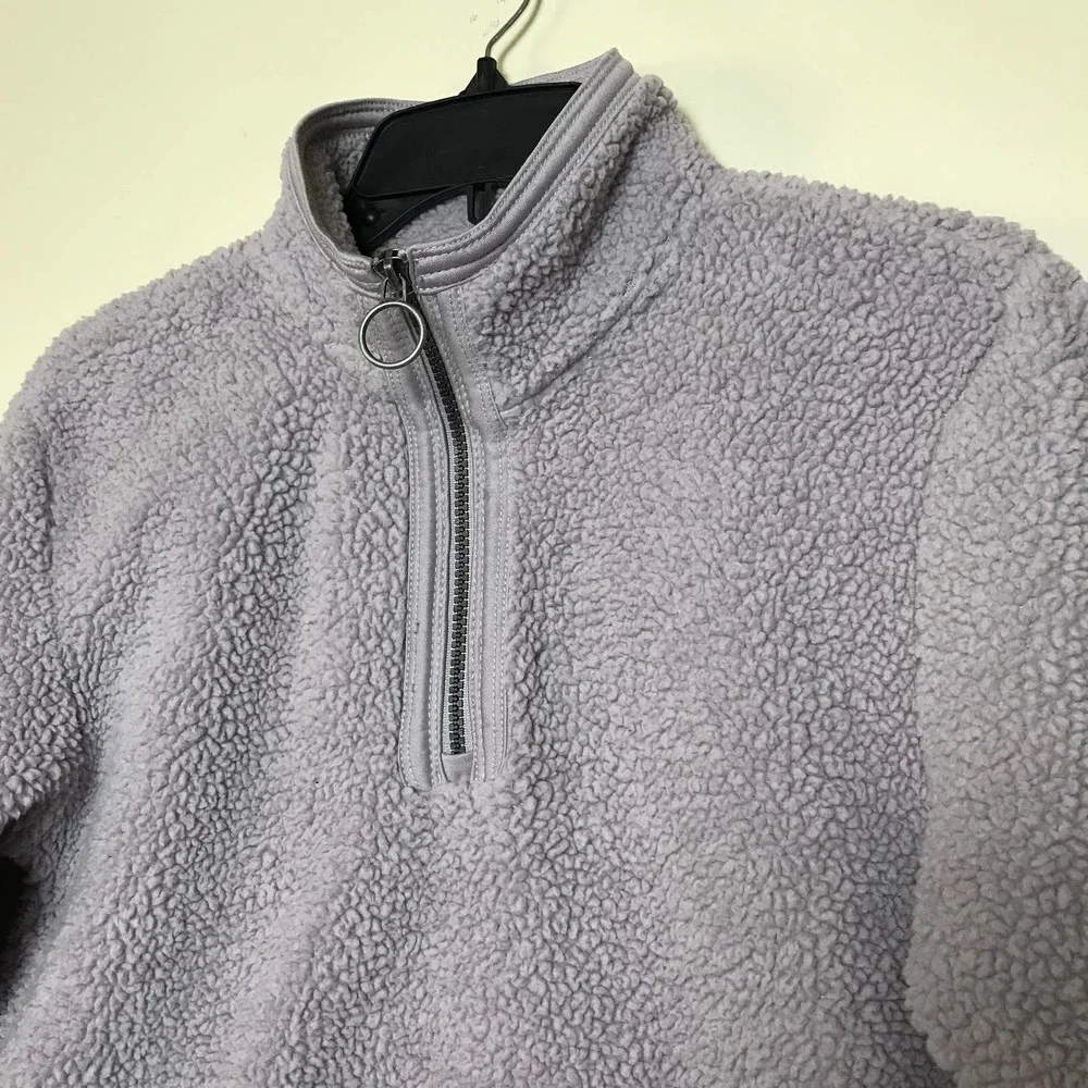 Cuddly Sherpa Sweater Girls 14/16 Purple Lilac Cozy Pullover Long Sleeves‎